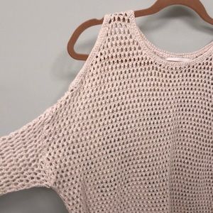 John + Jenn Open Knit Cold Shoulder Sweater